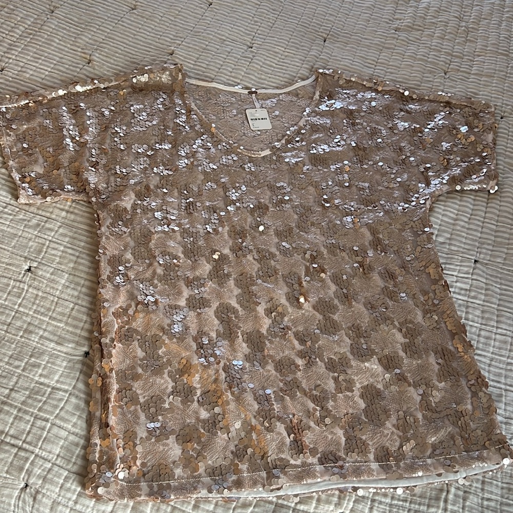 Free People Sequin Mini Dress in Rose Gold - Picture 3 of 10